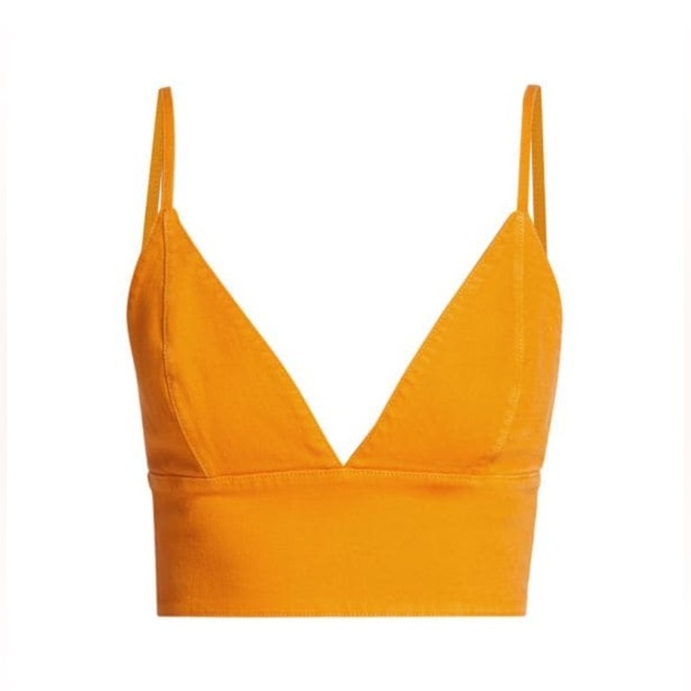 ALICE + OLIVIA Carli Denim Crop Top in Tangerine Size 6 - Picture 4 of 16